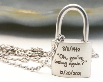 Personalized Fingerprint Stainless Steel Padlock URN Pendant | Custom Memorial Necklace for Ashes | Cremation Jewelry | Bereavement Gift