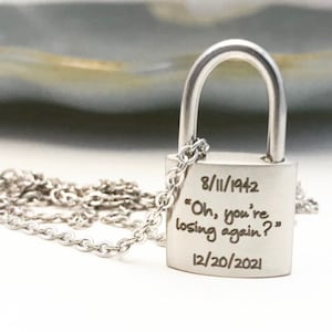 Personalized Fingerprint Stainless Steel Padlock URN Pendant Custom Memorial Necklace for Ashes Cremation Jewelry Bereavement Gift image 1