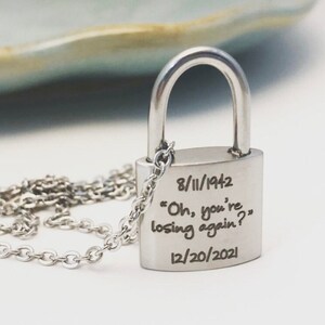 Personalized Fingerprint Stainless Steel Padlock URN Pendant Custom Memorial Necklace for Ashes Cremation Jewelry Bereavement Gift image 2