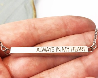 Horizontal Bar Cremation Necklace: Stainless Steel Cremains Urn, Personalized Pet Loss Jewelry