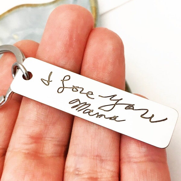 Engraved Keychain ~ Signature Keychain ~ Handwritten Keychain ~ Engraved Handwriting ~ Personalized Keychain ~ Mother's Day Gift