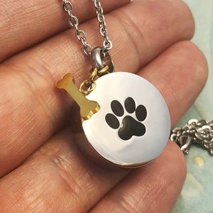 Paw Print Cremation Urn Necklace ~ Personalized Memorial Jewelry ~ Bereavement Gift ~ Dog Mom ~ Cat Mama ~ Pet Memorial Necklace ~ Cremains