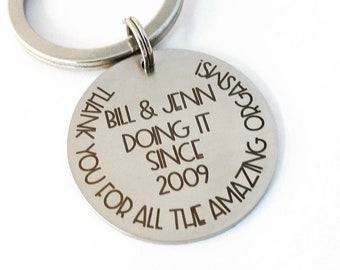 ADULT HUMOR | Thank you for all the orgasms | Funny Valentine's Day Gift for Him | Gag Gift | Inappropriate Keychain | Anniversary | Naughty
