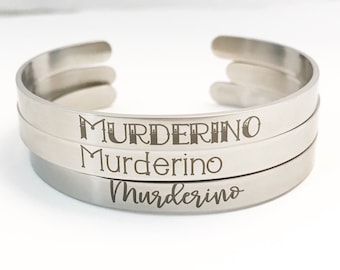 Murderino Cuff Bracelet | True Crime Enthusiast | Human Rights Activist | It's chaos Be kind | Quote Jewelry | Spread Kindness | Resist