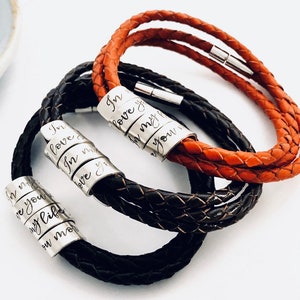 Personalized Sterling Silver Genuine Leather Woman's Spiral Wrapped Bracelet Coil Twisted Metal Custom Quote Hidden Message Scroll image 4
