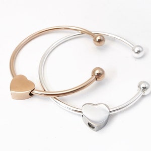 Cremation Urn Heart Bracelet ~ Engraved Rose Gold ~ Pet Loss ~ Remembrance Memorial ~ Bereavement Gift ~ Cremains Bangle Jewelry