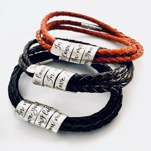 Personalized Sterling Silver Genuine Leather Woman's Spiral Wrapped Bracelet Coil Twisted Metal Custom Quote Hidden Message Scroll image 2