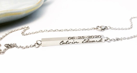 Personalized Cremation Bar Necklace: Stainless Steel Ash Urn Jewelry