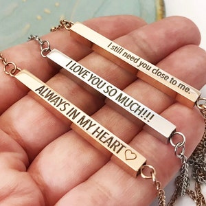 Personalized Cremation Bar Necklace: Stainless Steel Urn Jewelry