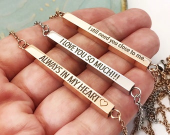 Horizontal Bar Cremains Urn Necklace ~ Double Chamber Skinny Cremation Jewelry ~ Pet Loss ~ Always With Me ~ Forever By My Side In My Heart