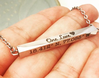 Horizontal Bar Time Capsule Necklace ~ Double Chamber Skinny Jewelry ~ Wedding ~ Anniversary Keepsake ~ Vial Jewelry for Sand ~ Personalized