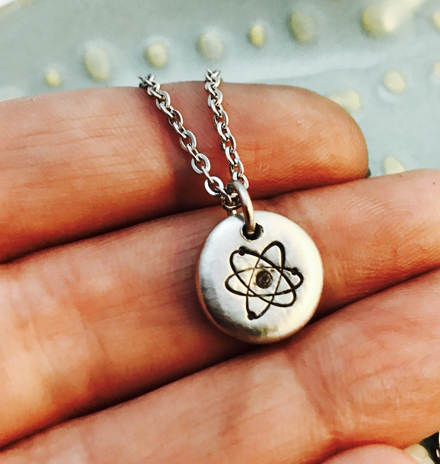 Atom Pewter Pebble Science is Real Defiance Scientist Etsy