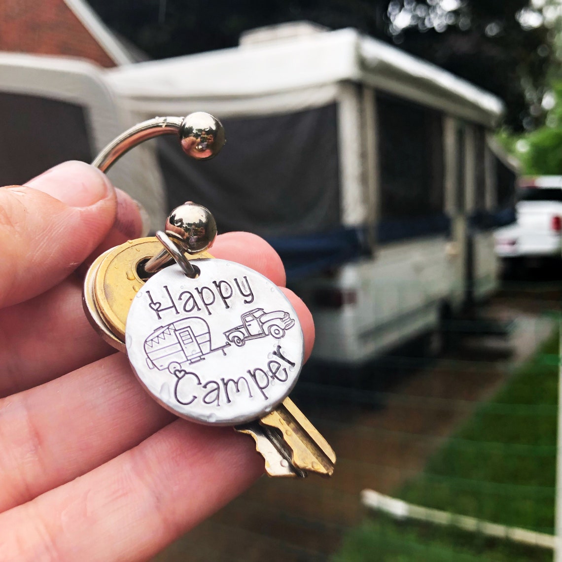 Happy Camper Key chain RV Keys Trailer Truck Camping Etsy