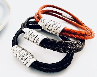 Personalized ~ Sterling Silver ~ Genuine Leather Woman's Spiral Wrapped Bracelet ~ Coil ~ Twisted Metal Custom Quote ~ Hidden Message Scroll