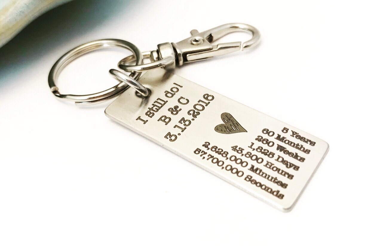Personalized 10 Year Anniversary Gift Stainless Steel Engraved Key Chain  Years Months Weeks Days Hours I Still Do Forever to Go 