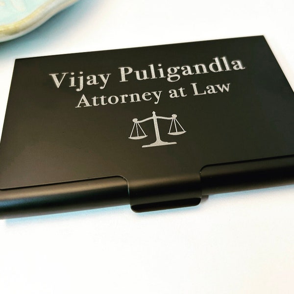 Lawyer Business Card Holder | Personalized Business Card Holder for Him or Her | Attorney Gift, | Law School Graduation Gift | Esquire Gift