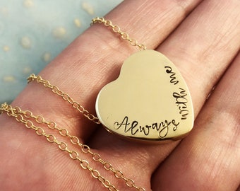 Gold Urn Necklace ~ Cremation Jewelry ~ Always by my side ~ Forever in my heart ~ Pendant ~  Pet Memorial ~ Sympathy ~ Loss ~ Bereavement