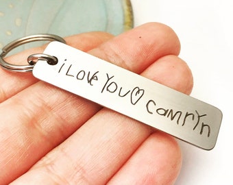 Engraved Keychain ~ Signature Keychain ~ Handwritten Keychain ~ Engraved Handwriting ~ Personalized Keychain ~ Mother's Day Gift