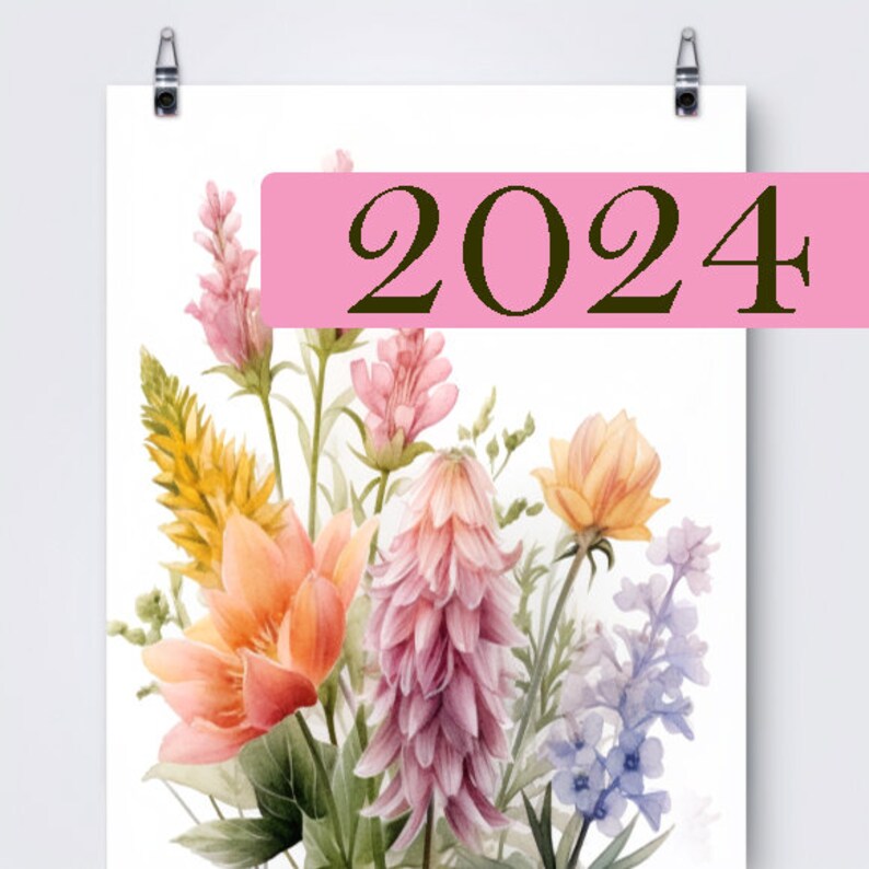 Wall Printable 2024 Calendar / Garden Flowers Calendar / A3 & Etsy