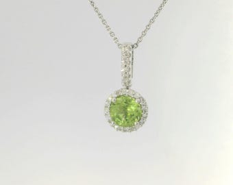 Estate 14k Gold Peridot & Diamond Pendant
