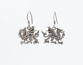 Estate 925 silver dragon earrings