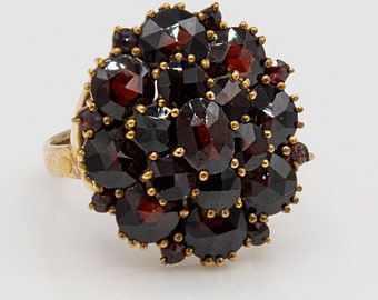 Antique Victorian Vermeil Garnet Cluster Ring