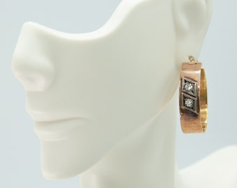 Estate 14k Gold Diamond Hoop Earrings