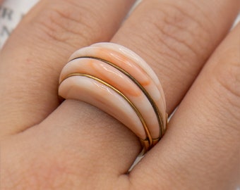 Estate 14k Yellow Gold Coral Ring