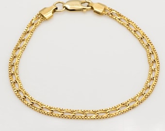 Elegant Estate 14K Gold Link Bracelet - 8 inches Lobster Lock