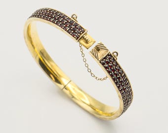 Bohemian Garnet Vermeil Bangle Bracelet