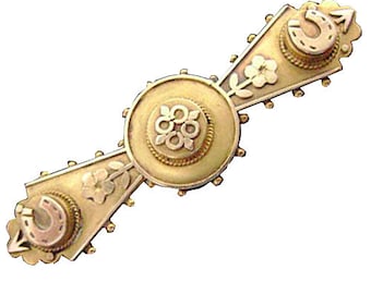 Antique Victorian Ornate 15K Gold Brooch