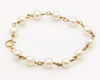 Cultured Pearl 14K Yellow Gold Bracelet