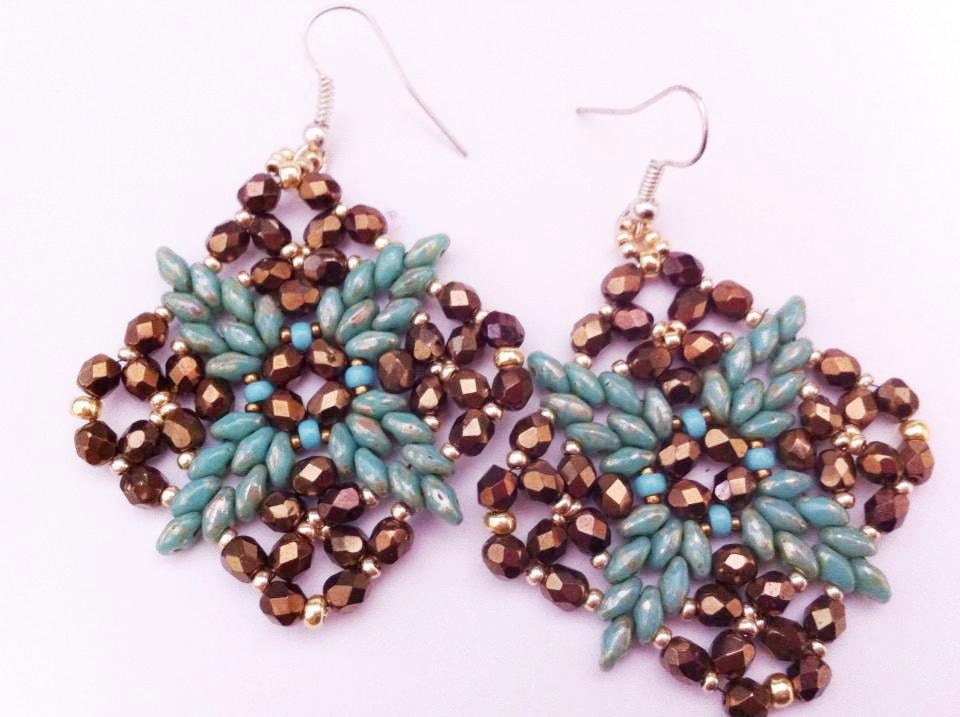 tutorial SuperSquare  - superduo earrings