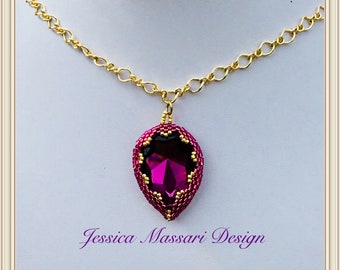 ITA/ENG -Bezel Cabochon Swarovski Drop 30 mm - Peyote Stitch