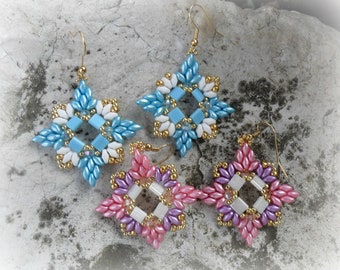 tutorial - superduo earrings and e tila miyuki  - Cindy 2 &quot;