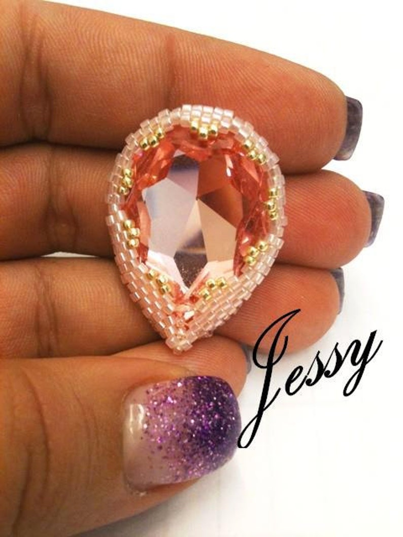 Download ITA/ENG Bezel Cabochon Swarovski Drop 30 mm Peyote Stitch | Etsy