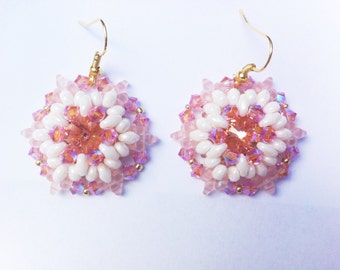 Pattern Earring Beaded Superduo-  Monik Earrings