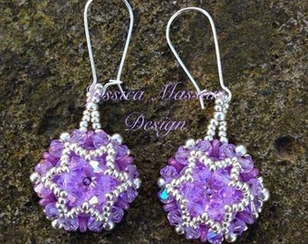 Pattern Earrings / Ring Beaded Superduo- Paradise