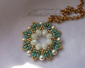 Tutoriel DIY ITA/ENG Pendentif avec cristaux et perles Superduo "Iris"