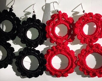 Handmade Earrings Flamenco Style 3.5 inch length Fishhook Earrings Nickel free-Nylon Yarn (sturdy)