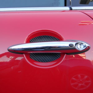 Mini Cooper Auto Accessory New Car Door Handle Scratch Cover Guards Universal Fit 4 Door Pack Carbon Fiber Made in USA