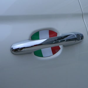Fiat 500 Italian Flag Auto Accessory Car Door Handle Scratch Cover Guards Universal Fit 2 Door Pack Made in USA New
