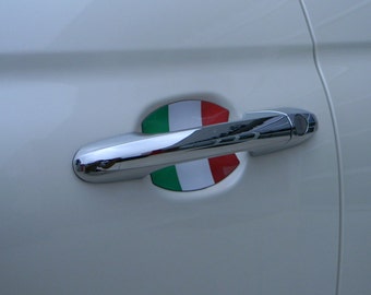 Fiat 500 Italian Flag Auto Accessory Car Door Handle Scratch Cover Guards Universal Fit 2 Door Pack Made in USA New