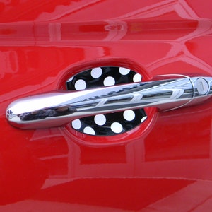 Black and White Polkadots Auto Accessory Car Door Handle Scratch Cover Guards Universal Fit 2 Door Pack Made in USA New