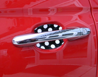 Black and White Polkadots Auto Accessory Car Door Handle Scratch Cover Guards Universal Fit 4 Door Pack Made in USA New