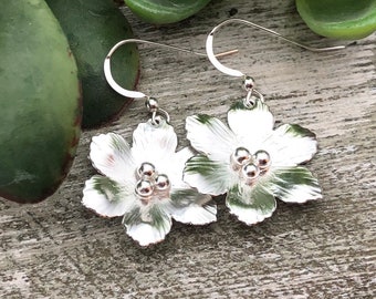 Flower Earrings, Sterling Silver, Handmade Gift for Her Birthday, Spring Bloom, Azalea Blossom Jewelry, Artisan Jewelry, Handcrafted Present