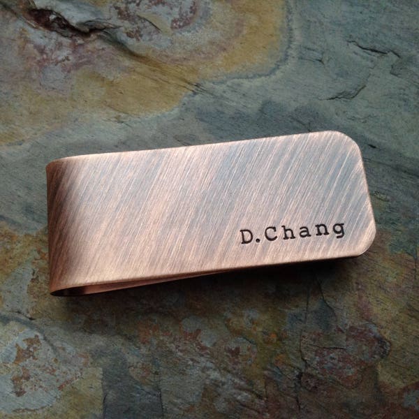 Personalized Money Clip, Full Name, Rustic, Custom Copper Wallet Clip, Graduation Gift for Him, Christmas Present, Birthday Gift, Antiqued