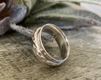 Sterling Silver Spinner Ring, Twisted Keltic Knot Spinning Band, Fidgit Meditation Jewelry for Women, Artisan Handmade Hammered Texture