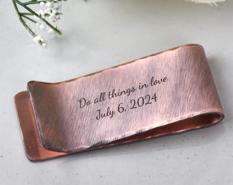 Personalized Wedding Money Clip - Copper Hand Stamped or Custom Laser Engraved | Father of the Groom, Father of the Bride, Groom