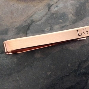 Copper Personalized Tie Bar, Custom Rosey Gold Tie Clip, Father&#39;s Day Present for Dad, Birthday Gift for Him Wedding Party Favor Groomsmen